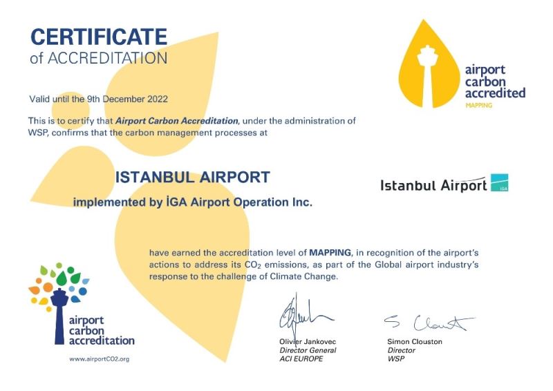 İstanbul Havalimanı, Uluslararası Havalimanları Konseyi’nin iklim-akıllı havalimanları listesinde

