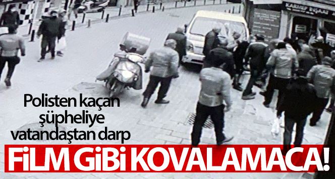 (Özel) Beşiktaş’ta nefes kesen kovalamaca: Polisten kaçan şüpheliye vatandaştan darp kamerada