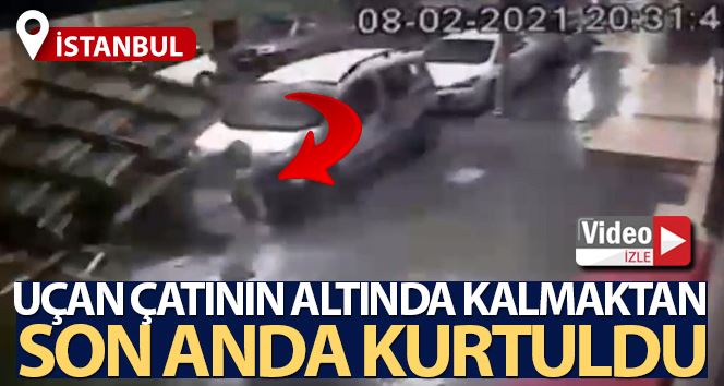 Binanın çatısı uçtu, koşarak ölümden kurtuldu