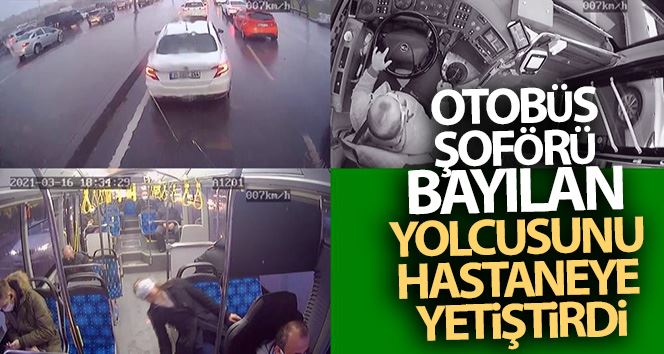 (Özel) Otobüs şoförü bayılan yolcusunu hastaneye yetiştirdi