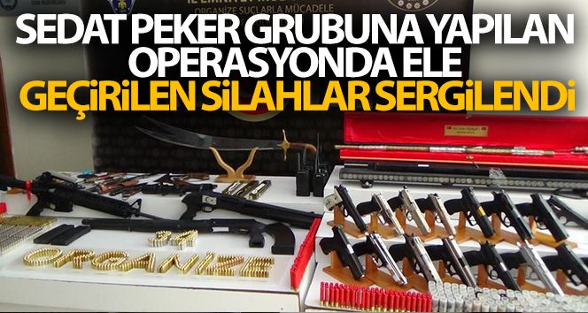 Sedat Peker grubuna yapılan operasyonunda ele geçirilen silahlar sergilendi