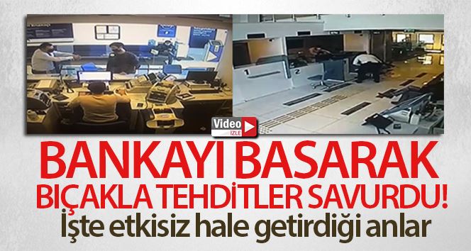 (Özel) Taksim’de banka şubesine giren bıçaklı saldırganın etkisiz hale getirdiği anlar kamerada