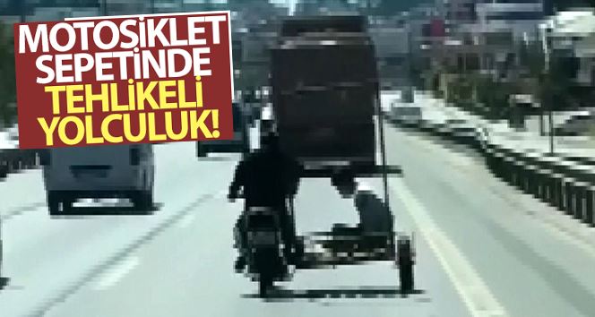 (Özel)- Kartal’da motosiklet sepetindeki tehlikeli yolculuk kamerada