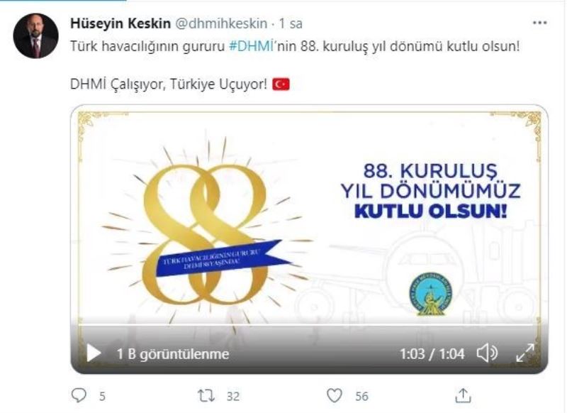 DHMİ, 88. yaşını kutluyor
