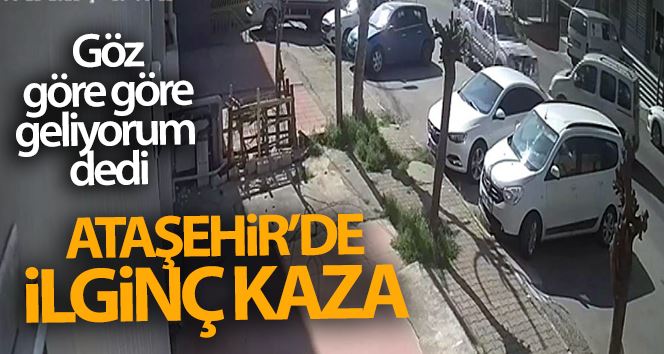 (Özel)- Ataşehir’de ilginç kaza anı kamerada