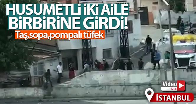 (Özel) İstanbul’un göbeğinde taş, sopa ve pompalı tüfekli kavga kamerada