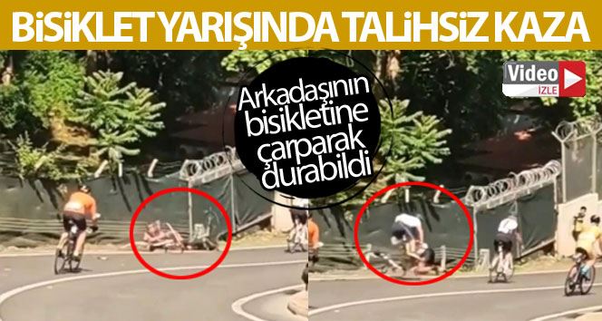 Beykoz’da düzenlenen bisiklet yarışında talihsiz kaza kamerada