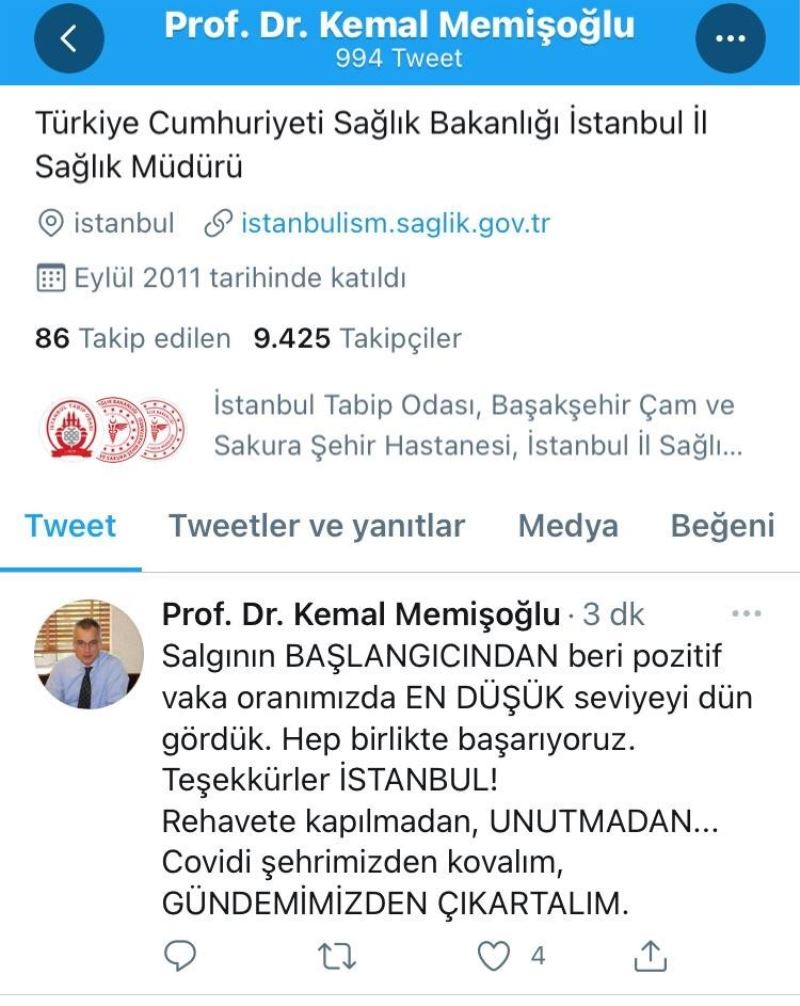 İstanbul İl Sağlık Müdürü Prof. Dr. Memişoğlu’ndan İstanbul için sevindiren açıklama
