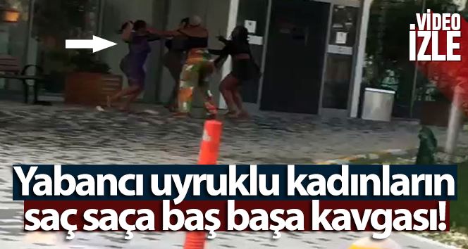 (ÖZEL) Yabancı uyruklu kadınların saç saça baş başa kavgası kamerada