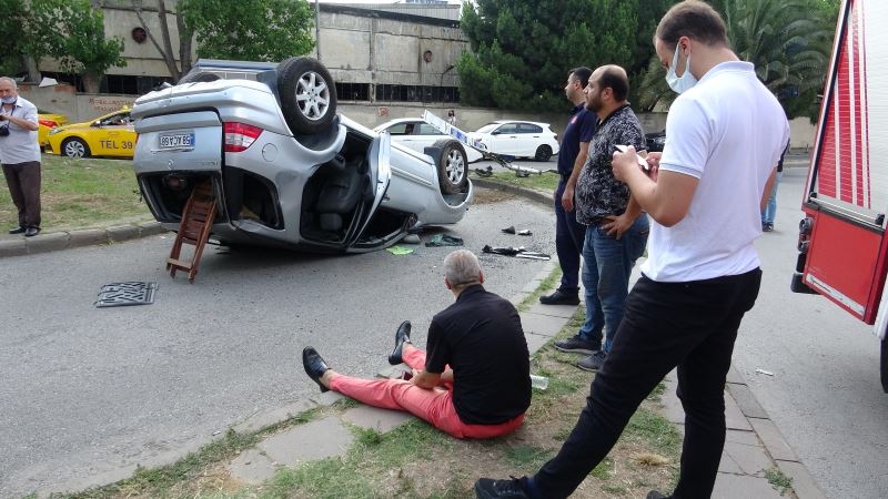 Maltepe’de virajı dönemeyen lüks cip takla attı: 1 yaralı
