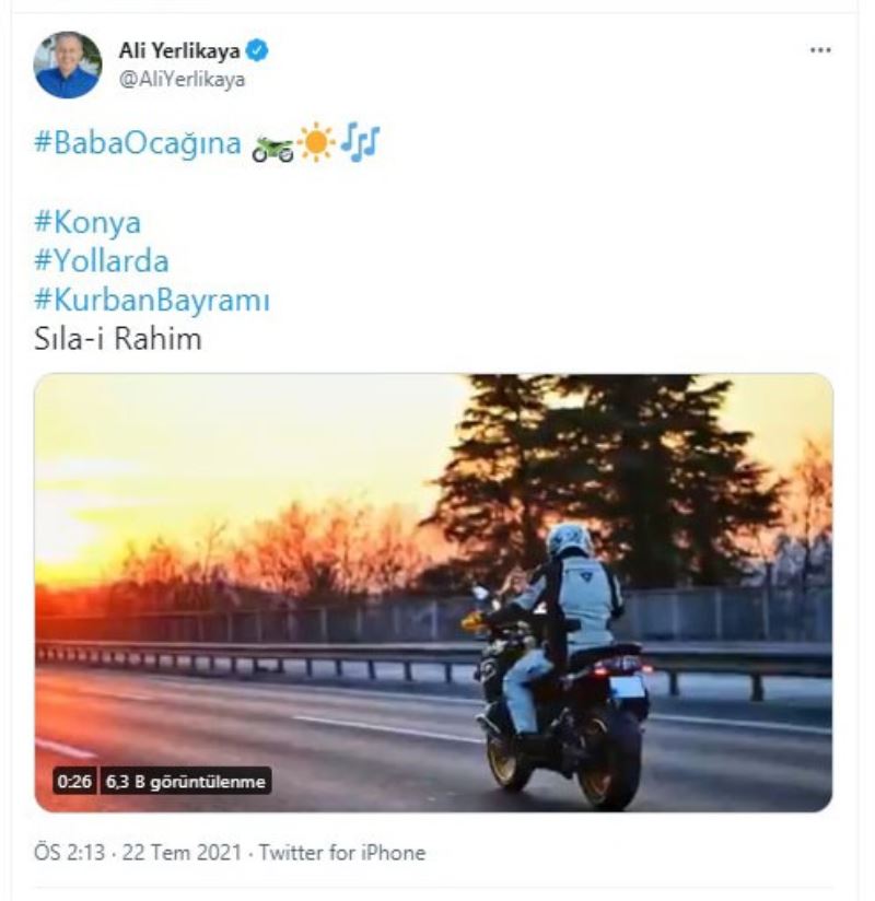 Vali Yerlikaya motosikleti ile memleketine gitti
