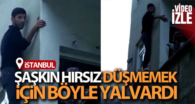Pencerede mahsur kalan hırsız ev sahibine yalvardı
