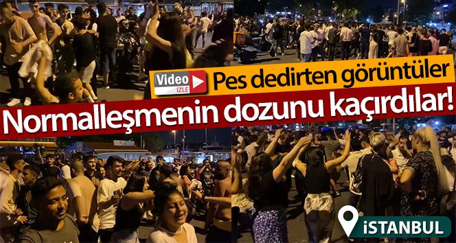 (Özel) Beşiktaş’ta normalleşmeyi abartan gençler, maskelerini çıkartıp dans etti