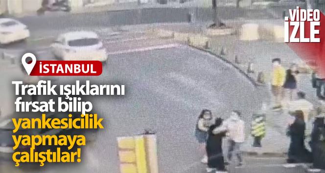 Şişli’de kadın yankesicinin yakalanma anı kamerada