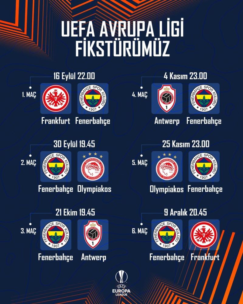 Fenerbahçe’nin UEFA Avrupa Ligi fikstürü belli oldu
