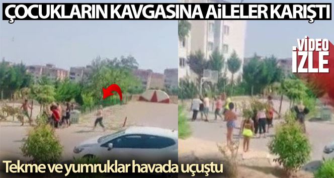 (ÖZEL) Çocukların kavgasına aileler de karışınca tekme ve yumruklar havada uçuştu