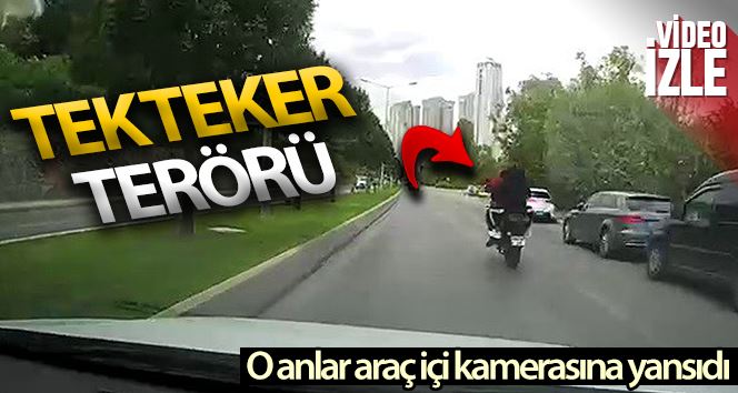 (Özel) Ataşehir’de motosikletlinin tek teker terörü kamerada
