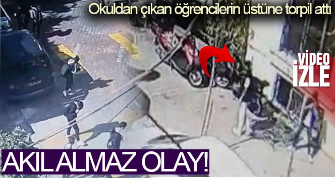 (Özel) İstanbul’da akıl almaz olay: Okuldan  çıkan öğrencilerin üstüne torpil attı
