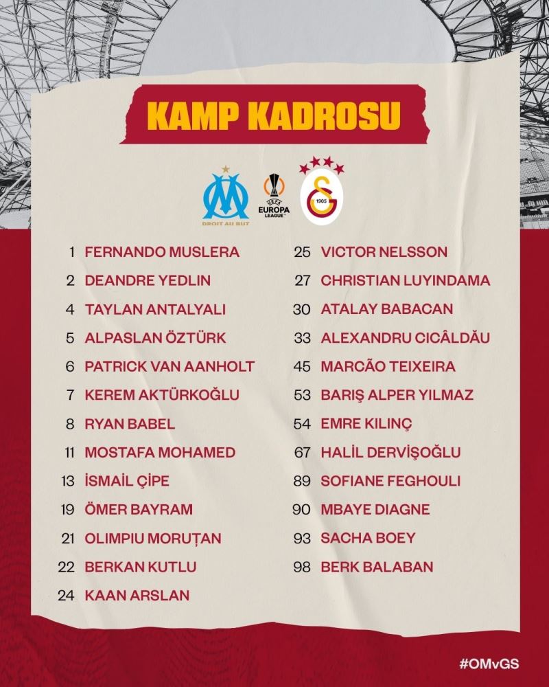 Galatasaray’ın Marsilya kamp kadrosu belli oldu
