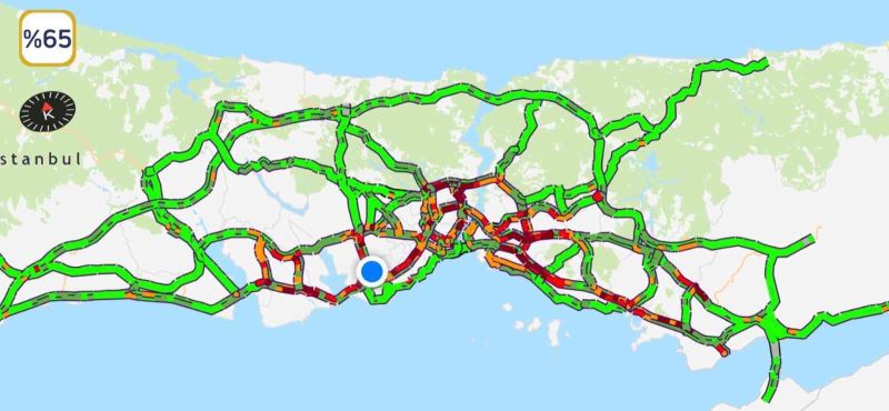 İstanbul’da trafik yoğunluğu, seviye yüzde 65’e yükseldi
