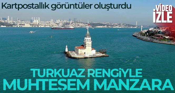 Kar ve fırtına sonrası İstanbul Boğazı turkuaz renge büründü