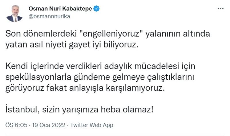 AK Parti İl Başkanı Kabaktepe’den İmamoğlu’na cevap: 
