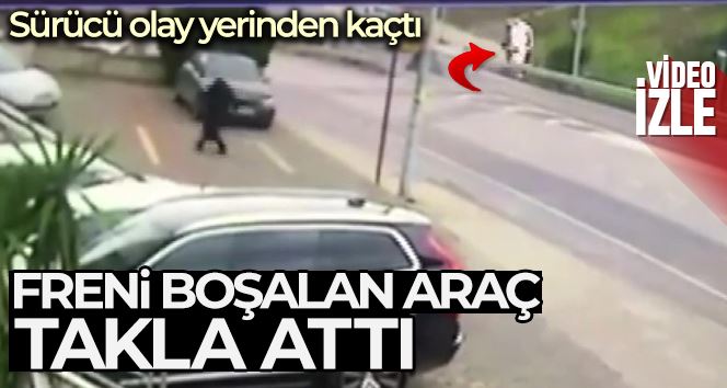 Ataşehir’de Freni boşalan araç takla attı: O anlar kamerada