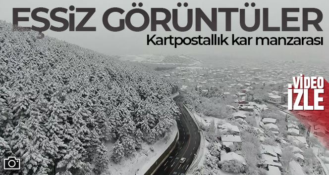 İstanbul’da etkili olan kar yağışıyla Aydos Ormanı beyaza büründü