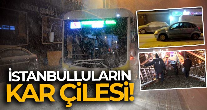 İstanbulluların kar çilesi; vatandaşlar karla kaplı yollarda yürümekte zorluk çektiler
