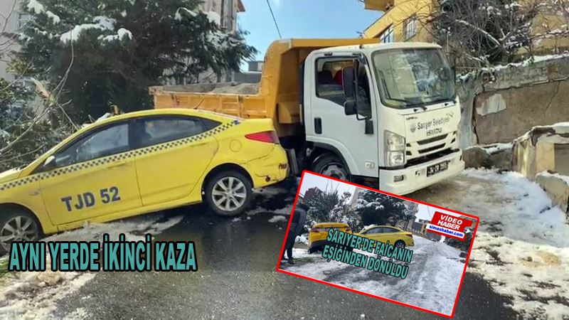 Sarıyer’de kaza yapan taksilere belediye aracı çarptı