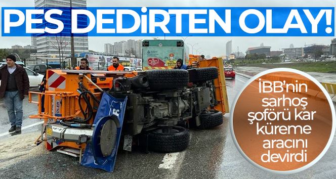 Kadıköy’de devrilen, İBB’ye bağlı kar küreme aracının sürücüsü alkollü çıktı