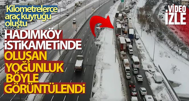 Hadımköy gişelerde yaşanan trafik yoğunluğu havadan görüntülendi