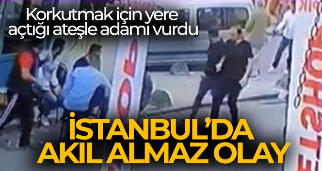 (Özel) İstanbul’da akıl almaz olay kamerada: Korkutmak için yere açtığı ateşle adamı vurdu