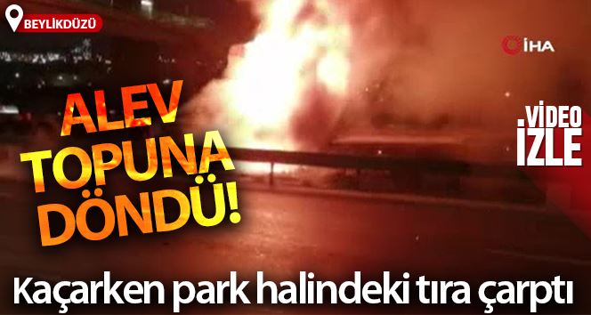 İşçi servisinden kaçarken park halindeki tıra çarptı, alev topuna döndü