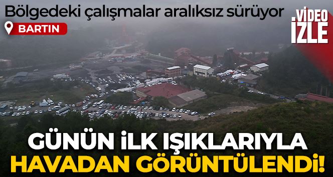 Maden ocağı günün ilk ışıklarıyla böyle görüntülendi