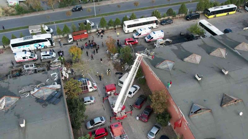 İkitelli Esenler Sanayi Sitesindeki patlamanın yaşandığı işyeri dronla görüntülendi
