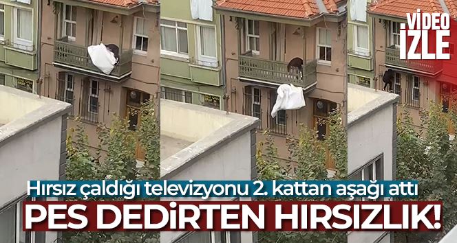 Beyoğlu’nda hırsızın çaldığı televizyonu 2. kattan aşağı attı