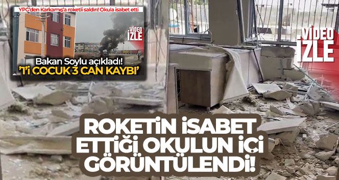 Roketin isabet ettiği okulun içi görüntülendi