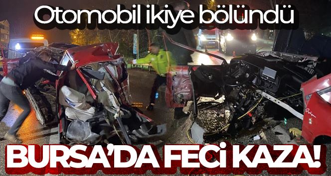 Bursa’da belediye otobüsüne çarpan otomobil ikiye bölündü: 1 ölü