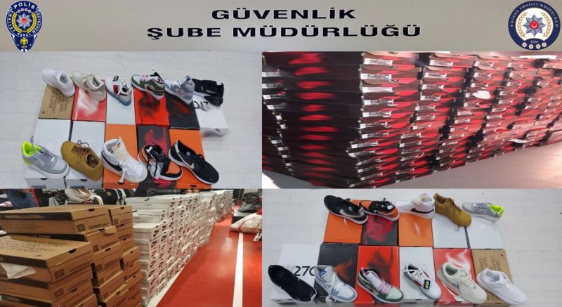 Edirne’de bir iş yerinde çok sayıda taklit ayakkabı ele geçirildi
