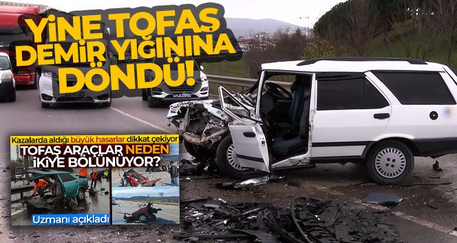 Sancaktepe’de iki araç kafa kafaya çarpıştı, otomobil kağıt gibi ezildi