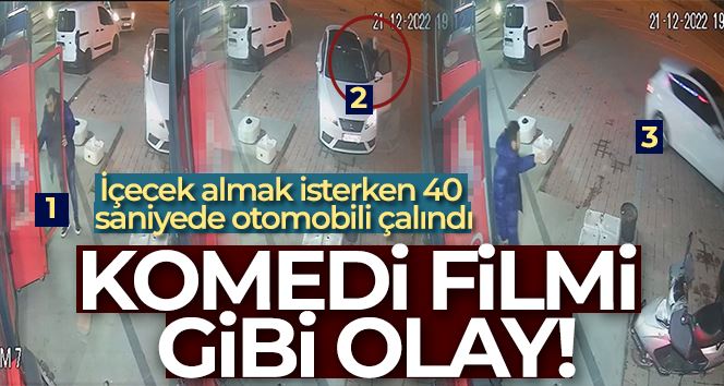İstanbul’da akıl almaz olay kamerada: İçecek almak isterken 40 saniyede otomobili çalındı