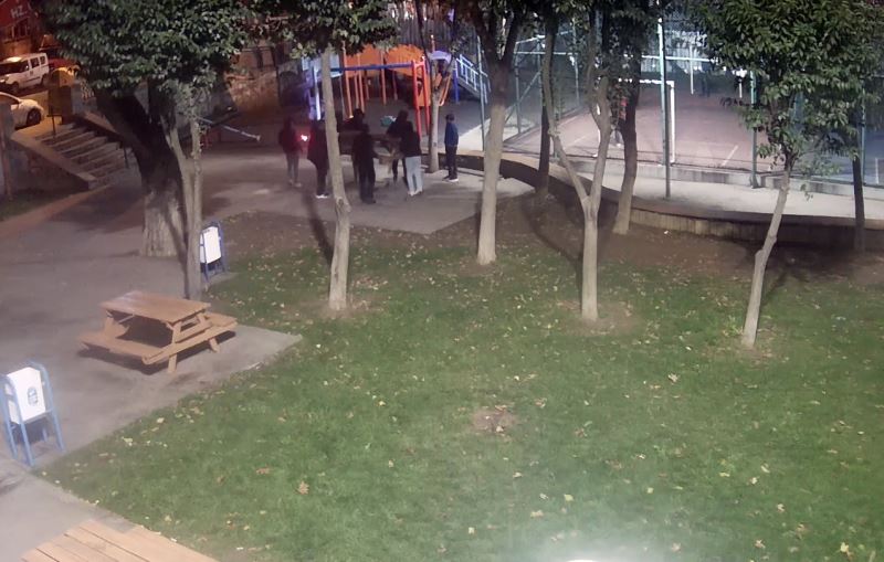 Parktan oturma ünitesini çaldılar, kameraya yakalandılar
