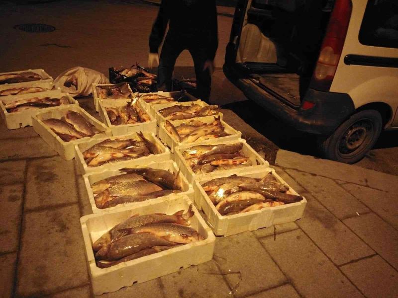 Terkos Gölü’nde kaçak olarak avladılar yol denetiminde yakalandılar