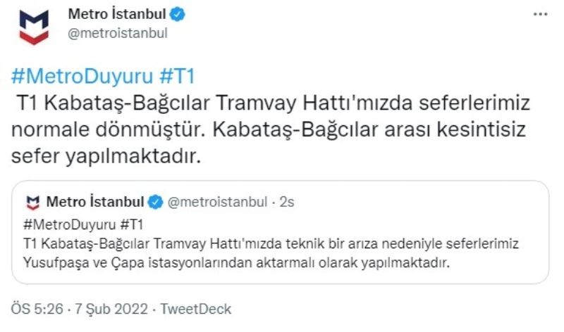 Tramvay arızalandı, vatandaşlar istasyonlara yürüdü