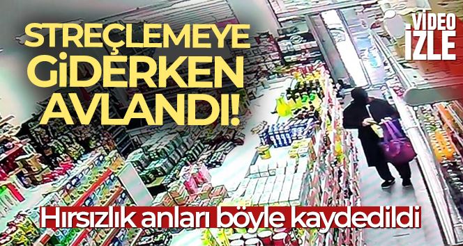 Sultangazi’de yaşlı kadının marketten hırsızlık yaptığı anlar kamerada