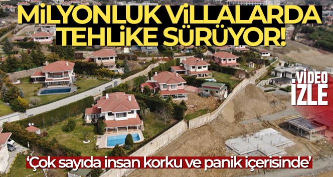 Büyükçekmece’de inşaat nedeniyle kayan milyonluk villalarda son durum havadan görüntülendi