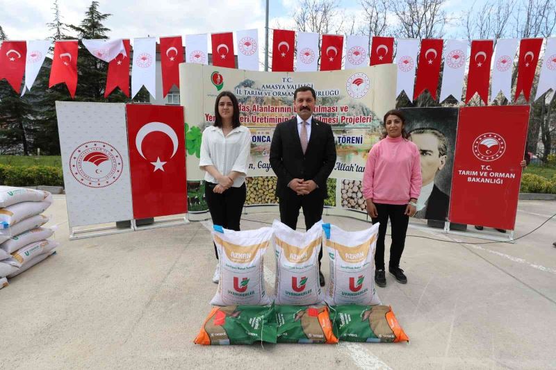 Amasya çiftçisine nohut ve yonca tohumu desteği
