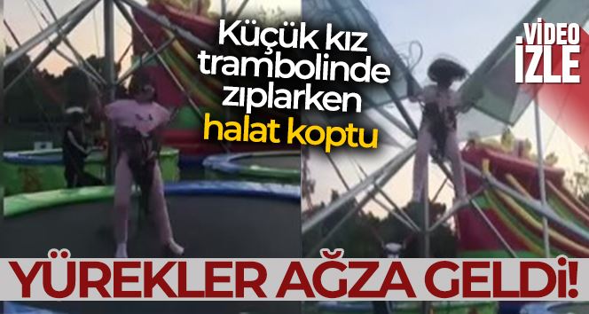 Büyükçekmece’de oyun parkında korkutan anlar: Küçük kız trambolinde zıplarken halat koptu