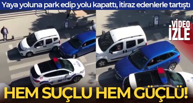 Ataşehir’de ilginç görüntü: Aracını yaya yoluna park etti, geçenlere izin vermedi